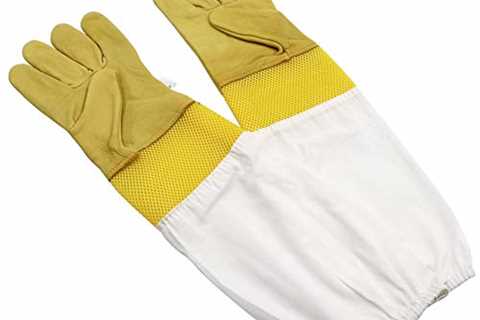 PROBEEALLYU Beekeeper Gloves Goatskin Beekeeping Protective Gloves with Thick Vented Cotton Sleeves,..