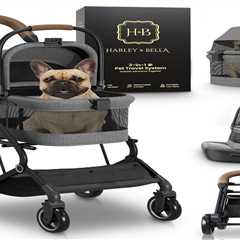 Harley & Bella 3 in 1 Pet Stroller - Folding Dog & Cat Stroller with Carrier & Storage Basket