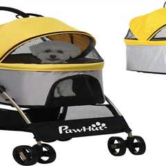 PawHut 3 in 1 Dog Stroller - Versatile Pet Pushchair for Small Dogs - Yellow