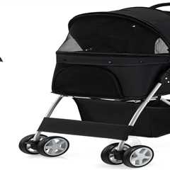 COSTWAY Folding Pet Stroller | Safe Dog & Cat Travel Pushchair with Canopy