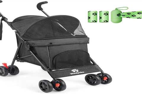 Wedyvko Lightweight Dog Stroller for Small Dogs - 4 Wheel Foldable Pet Pram